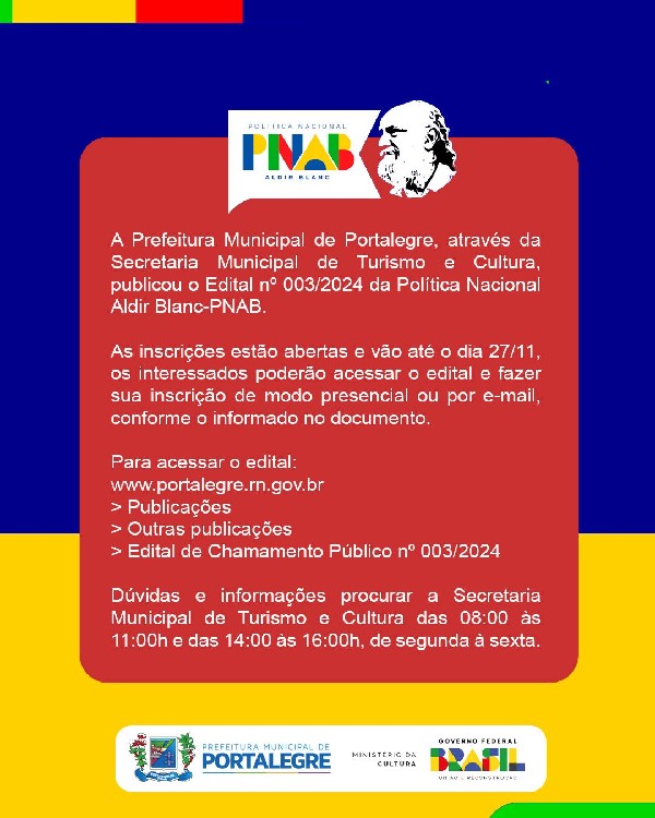 EDITAL Nº003/2024 - POLÍTICA NACIONAL ALDIR BLANC